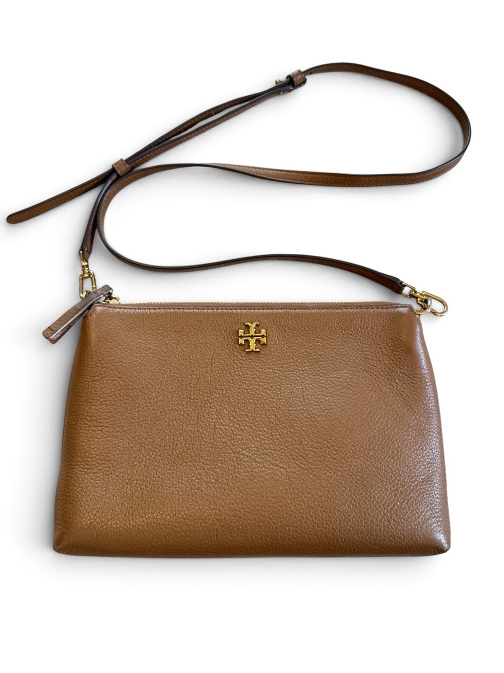Tory Burch Blake Slim Crossbody Brown Pebbled Leather